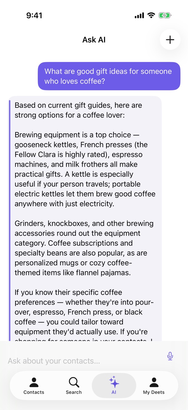 A general question answered in the AI tab