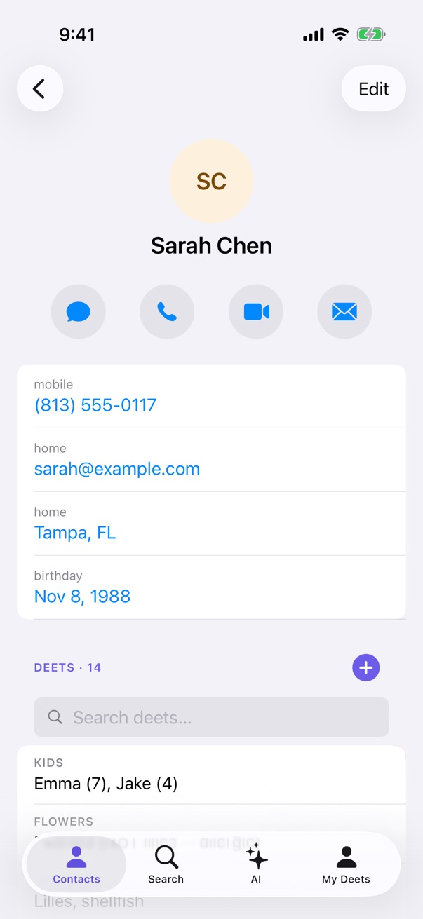 A contact page, full