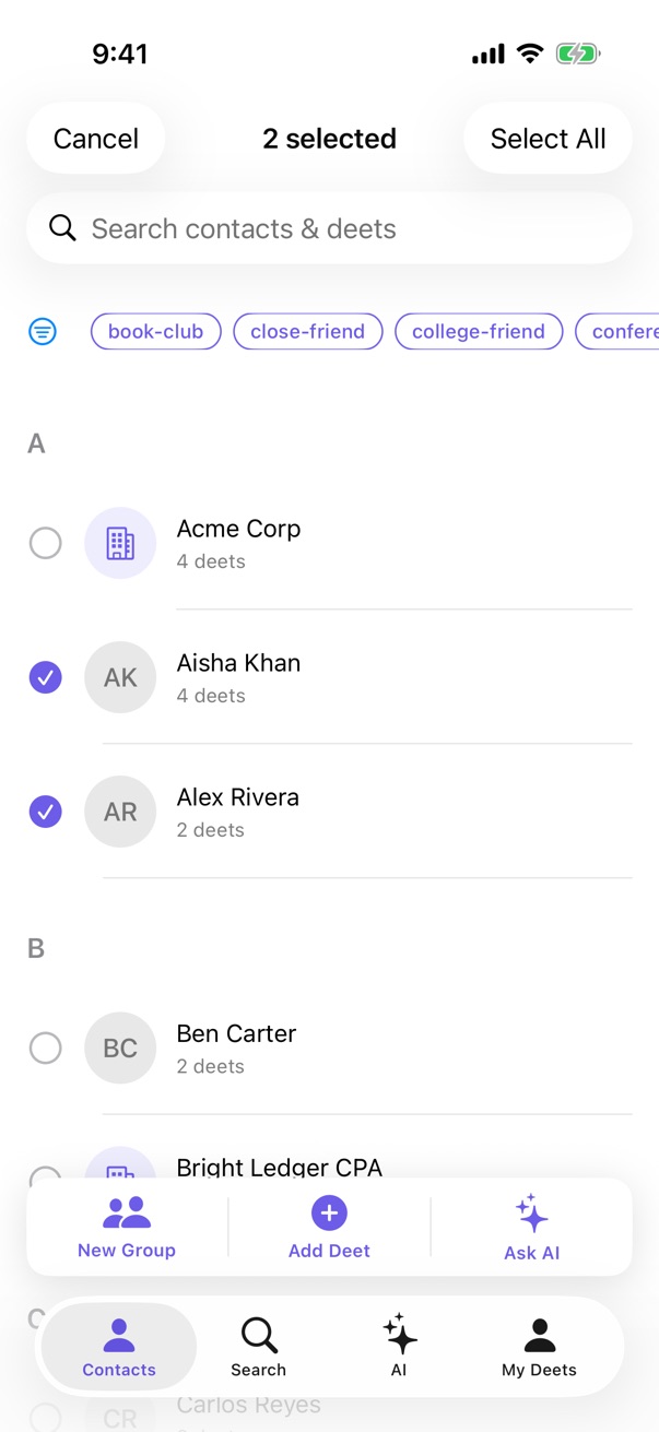 Multi-select with the action bar