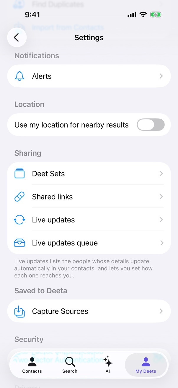 The Live updates queue row in Settings