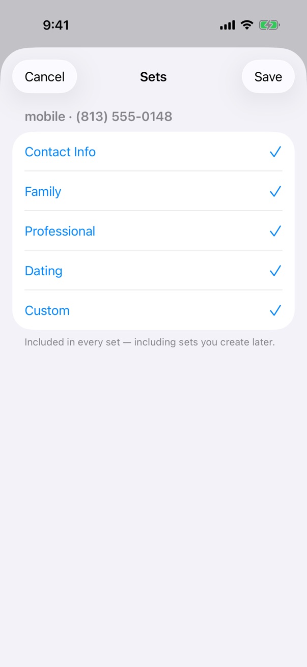 The Assign to Sets sheet