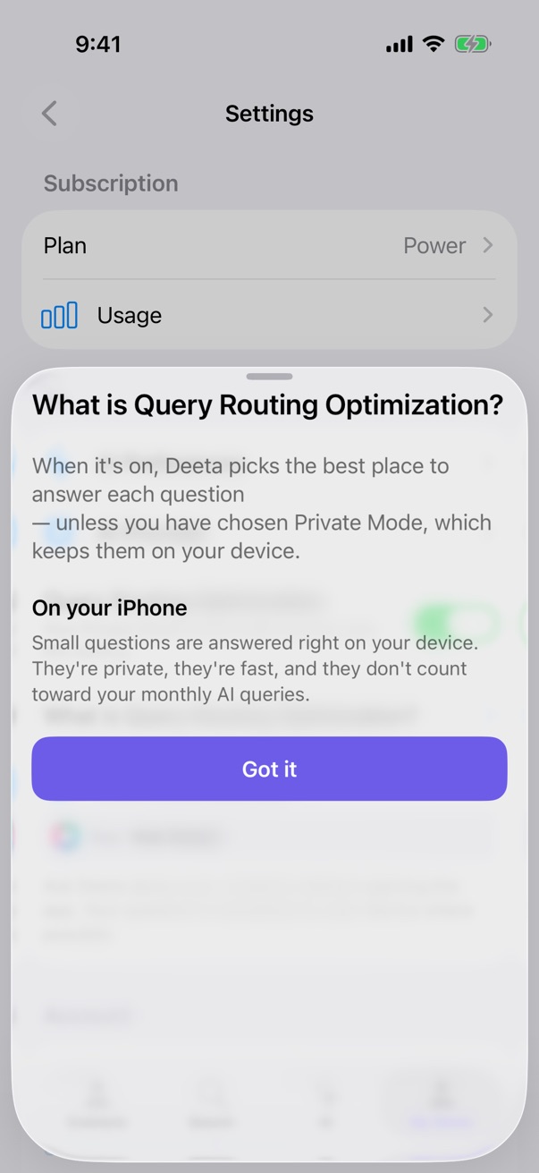 The Query Routing Optimization toggle and its info sheet