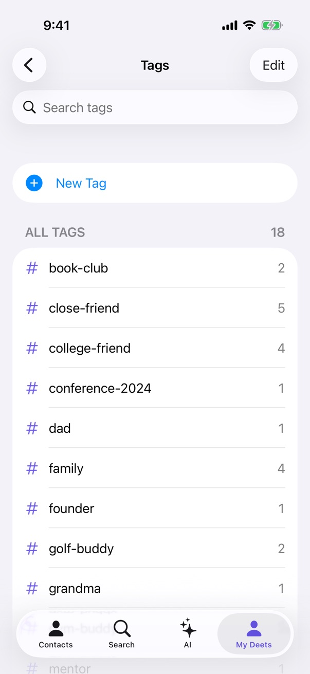 Settings → Organisation → Tags